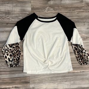 Waffle color block long sleeve